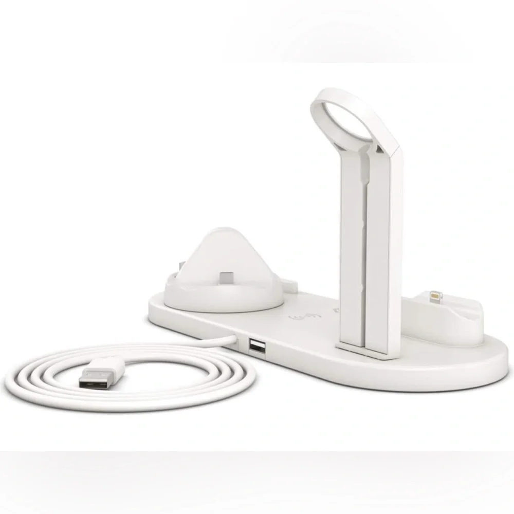 6 in 1 Wireless Rotatable White Charging Dock Station Fast Wireless Char…